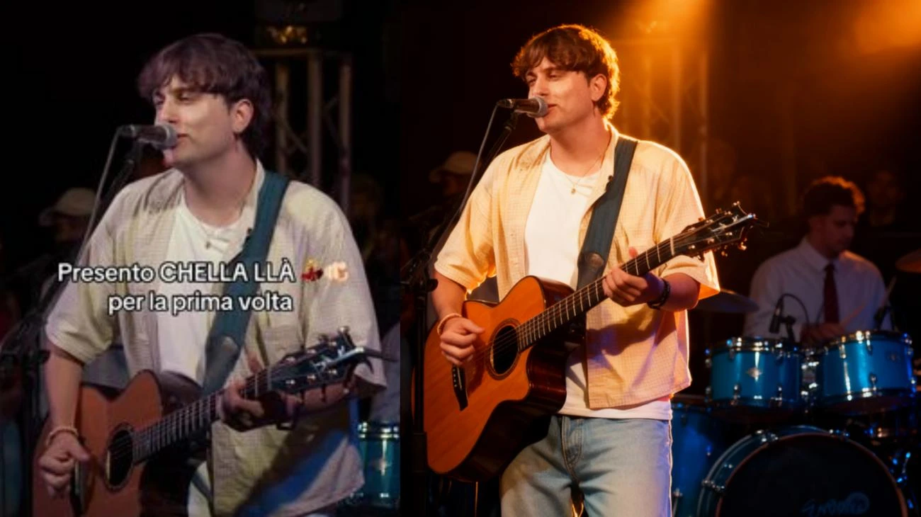 Sabato l'abbiamo cantata insieme al Brusco Beach House ed è stato bellissimo vedere che molti di voi già conoscono il testo a memoria… Grazie guagliu' 🩵 #CHELLALLA"