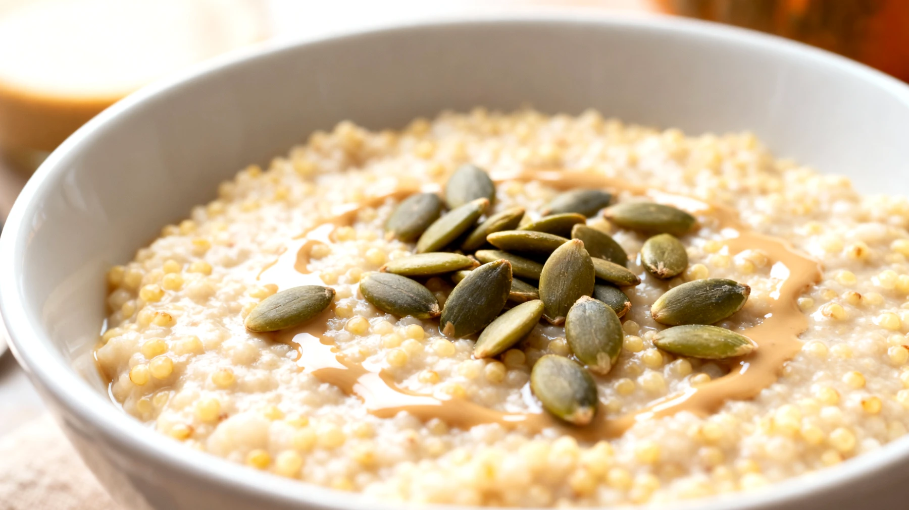 Porridge di miglio con semi di zucca e tahina"