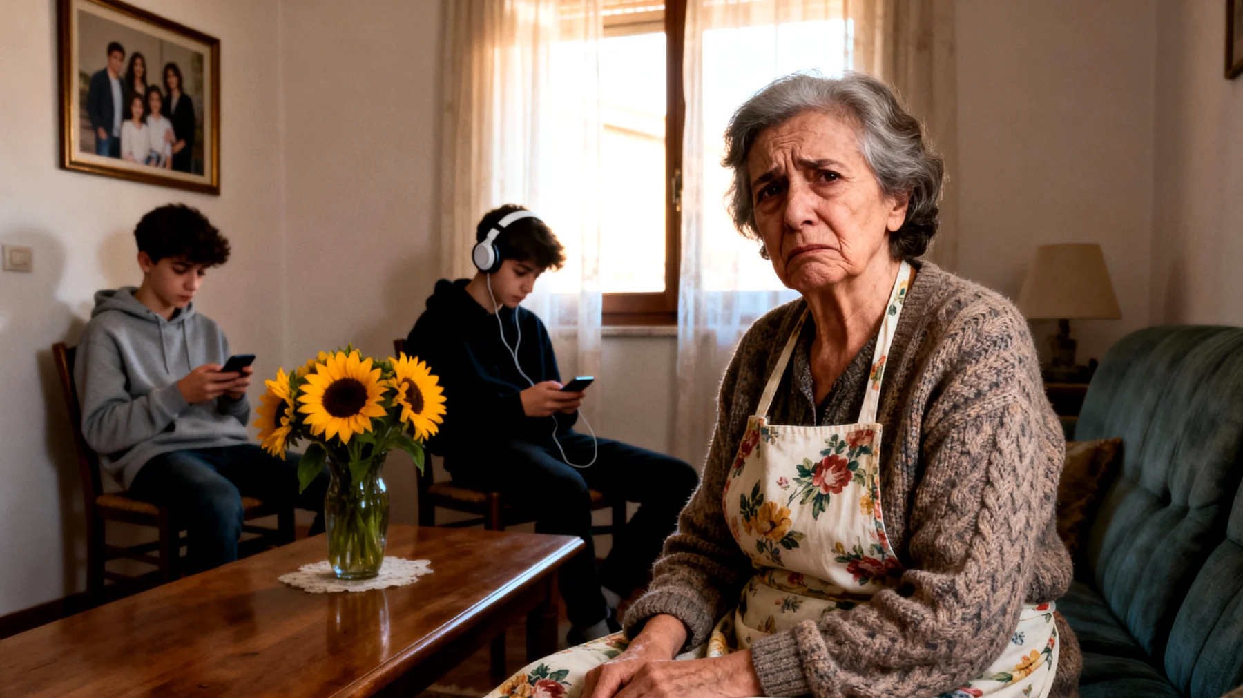 Nonna preoccupata perché i nipoti adolescenti sembrano distanti, freddi e poco interessati a mantenere il rapporto con lei, preferendo stare per conto loro"