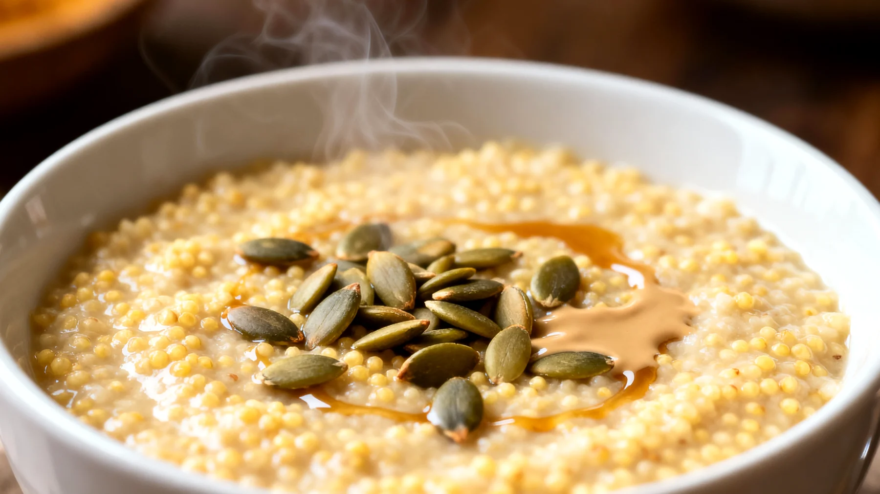 Porridge di miglio con semi di zucca e tahini"