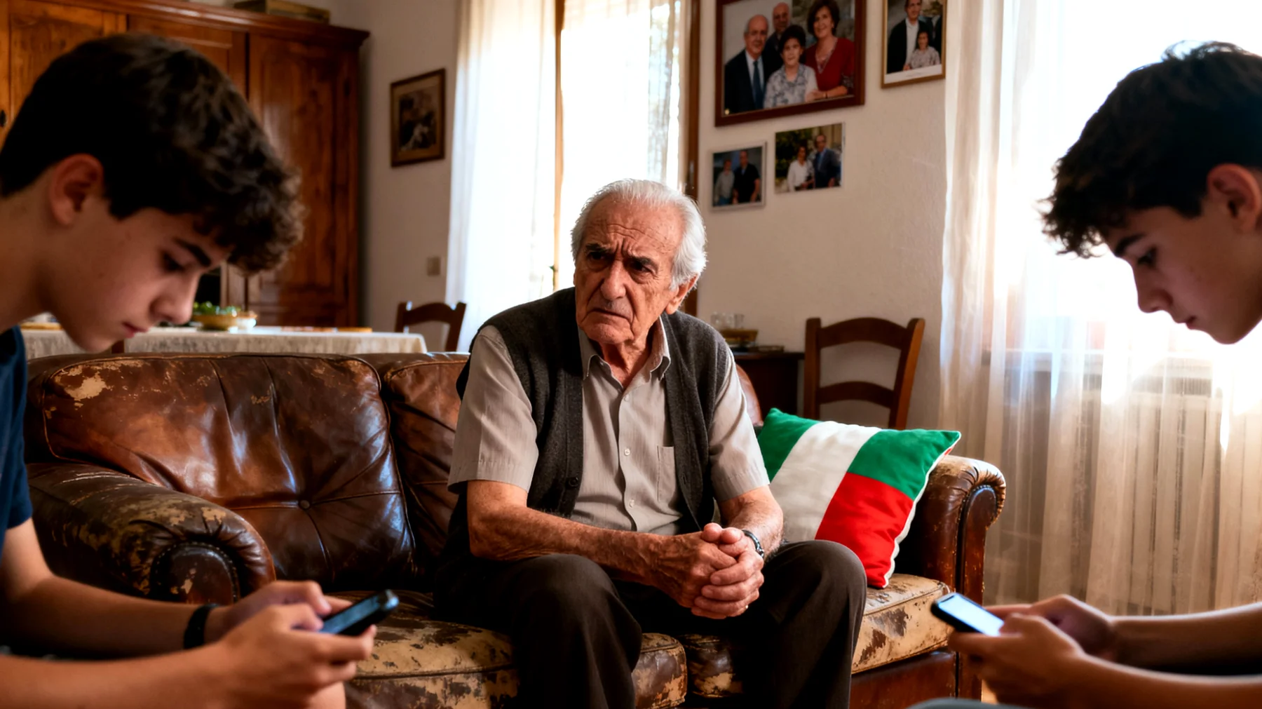 Nonno che fatica a stabilire limiti con nipoti adolescenti per paura di perdere il loro affetto e di essere visto come severo o antiquato"